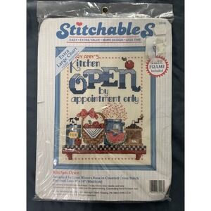 DIMENSIONS STITCHABLES Counted Cross Stitch Kit w/FRAME KITCHEN OPEN #72106 8x10